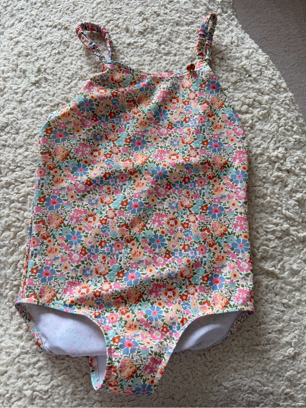 Bonpoint Floral One-Piece Girls Swimsuit - Pink, Blue, Green